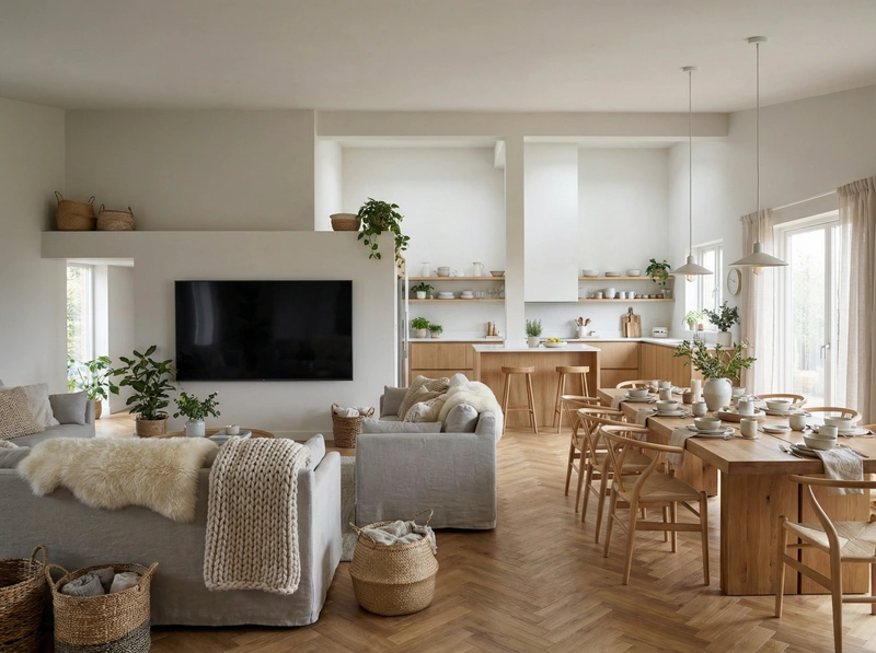 Дизайн интерьера в стиле Хюгге — Гостиная от нейросети RoomGPT