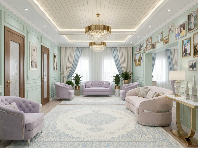 Дизайн гостиной в стиле Неоклассика — фото интерьера от нейросети RoomGPT