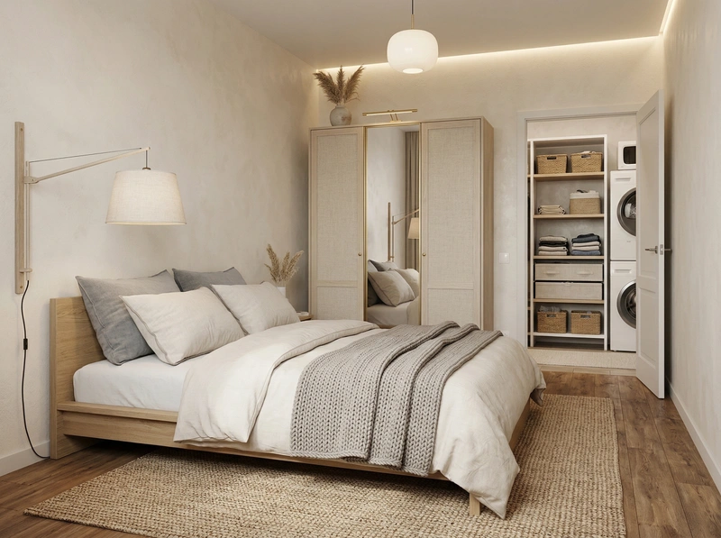 Дизайн спальни в стиле Хюгге — фото интерьера от нейросети RoomGPT