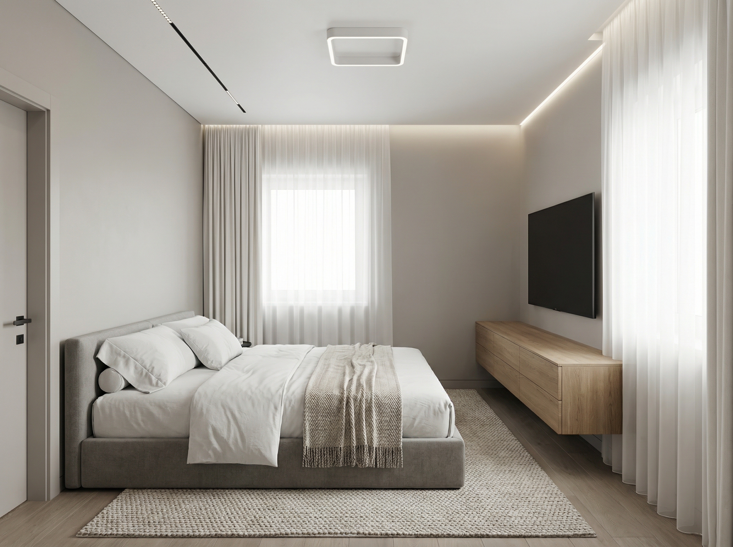 Дизайн спальни в стиле Минимализм — фото интерьера от нейросети RoomGPT
