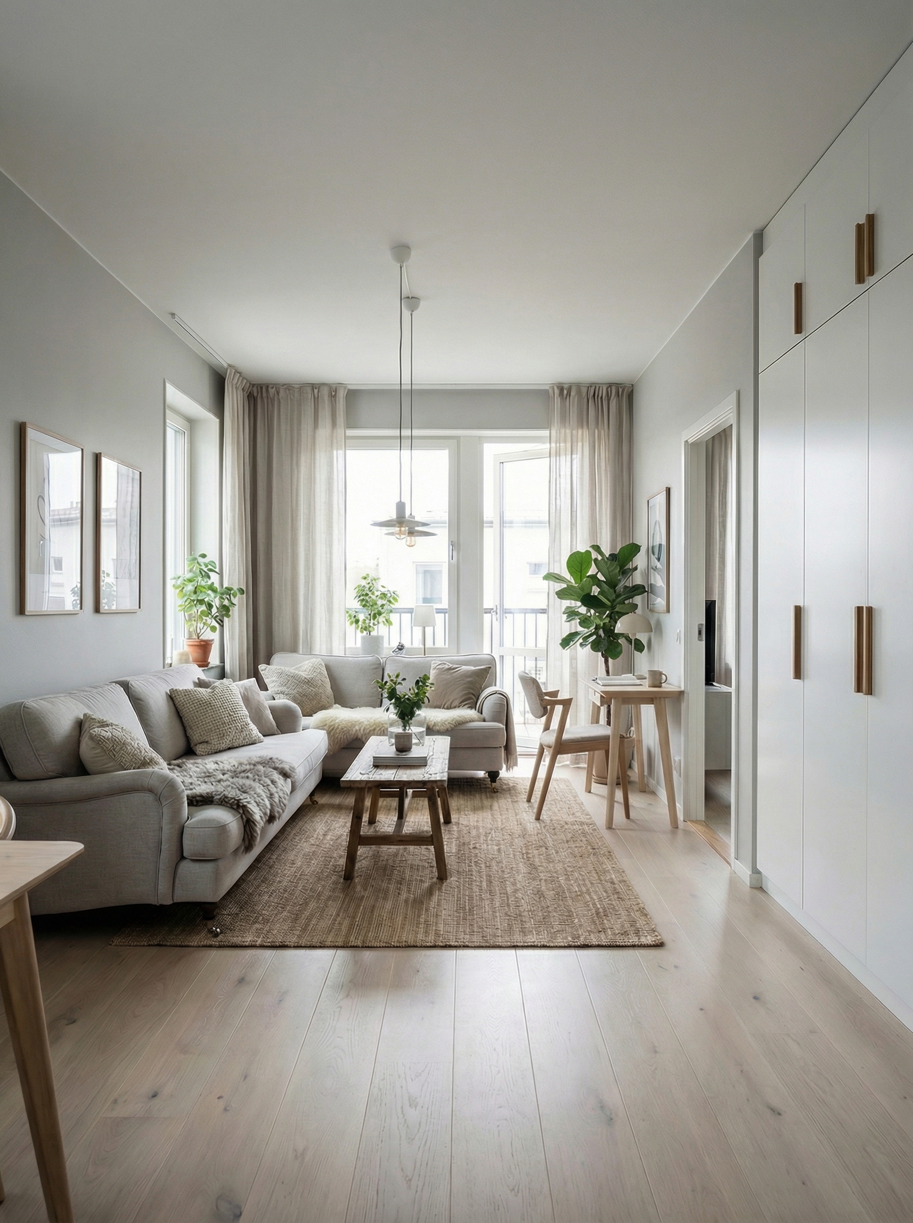 Дизайн гостиной в стиле Сканди — фото интерьера от нейросети RoomGPT