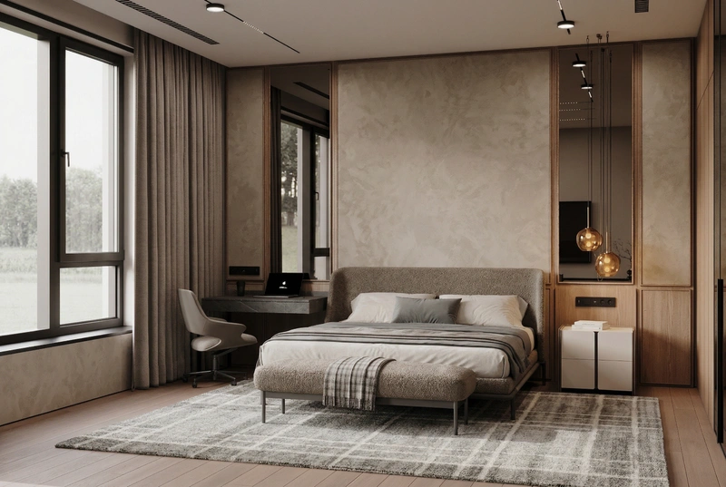 Дизайн спальни в стиле Минимализм — фото интерьера от нейросети RoomGPT