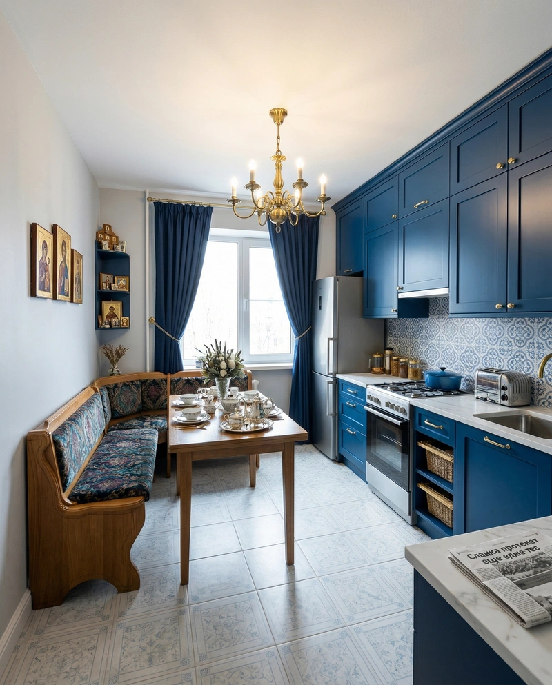 Дизайн кухни в стиле Британский — фото интерьера от нейросети RoomGPT