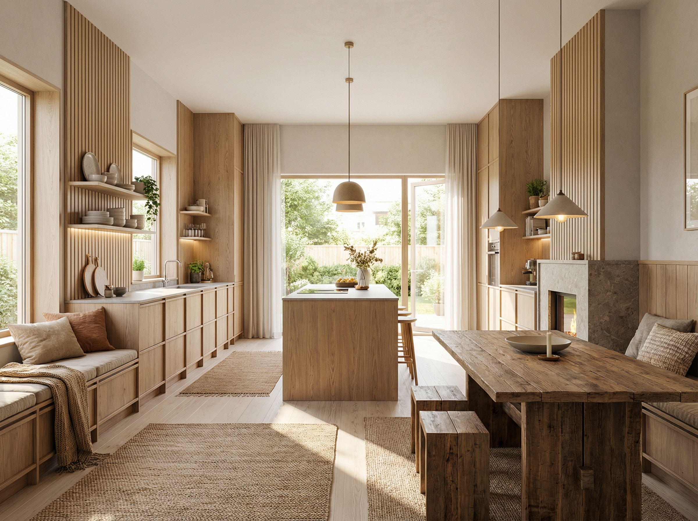 Дизайн кухни в стиле Хюгге — фото интерьера от нейросети RoomGPT