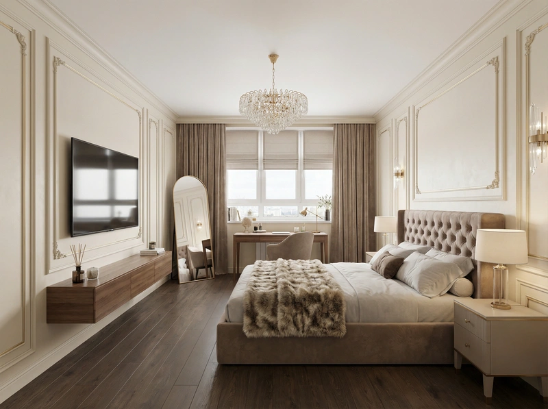Дизайн интерьера в стиле Классика — Спальня от нейросети RoomGPT