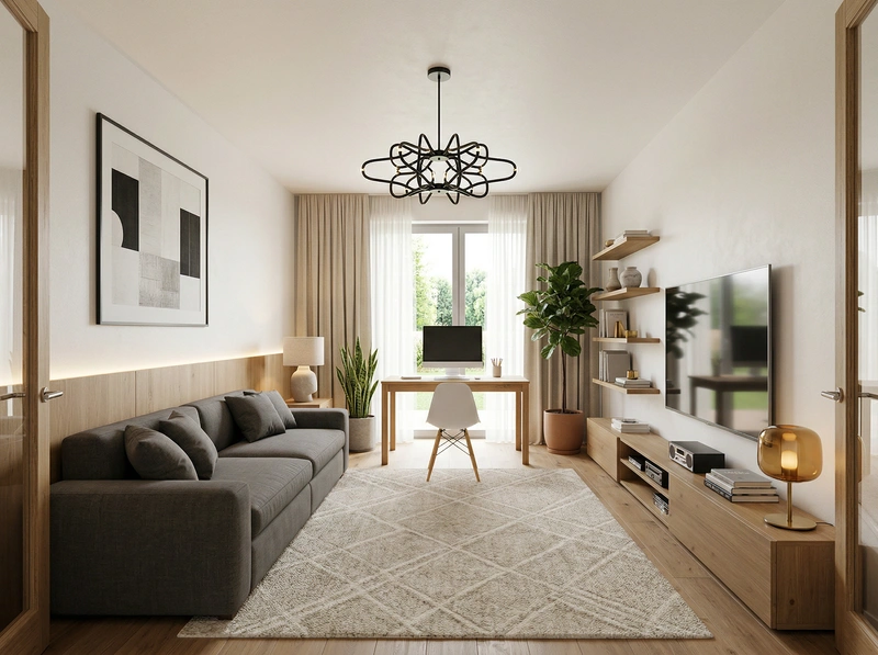 Дизайн интерьера в стиле Сканди — Кабинет от нейросети RoomGPT