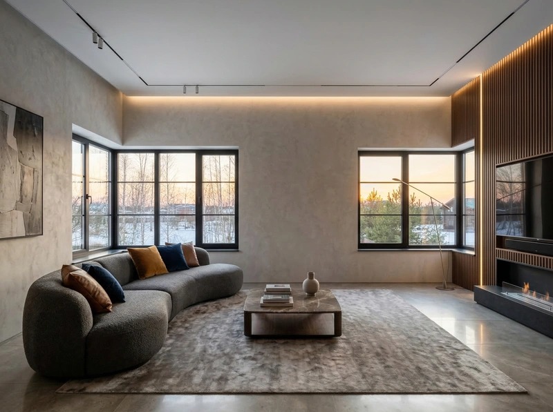 Дизайн гостиной в стиле Контемпорари — фото интерьера от нейросети RoomGPT