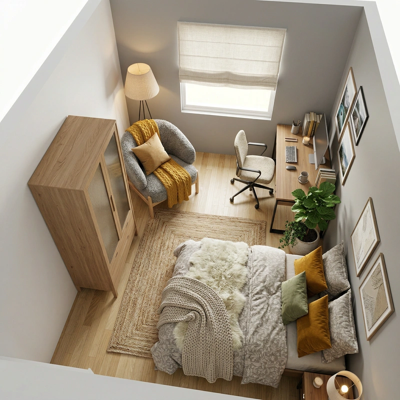 Дизайн интерьера в стиле Хюгге — Спальня от нейросети RoomGPT