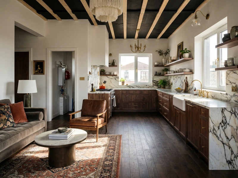 Дизайн интерьера в стиле Эклектика — Кухня от нейросети RoomGPT