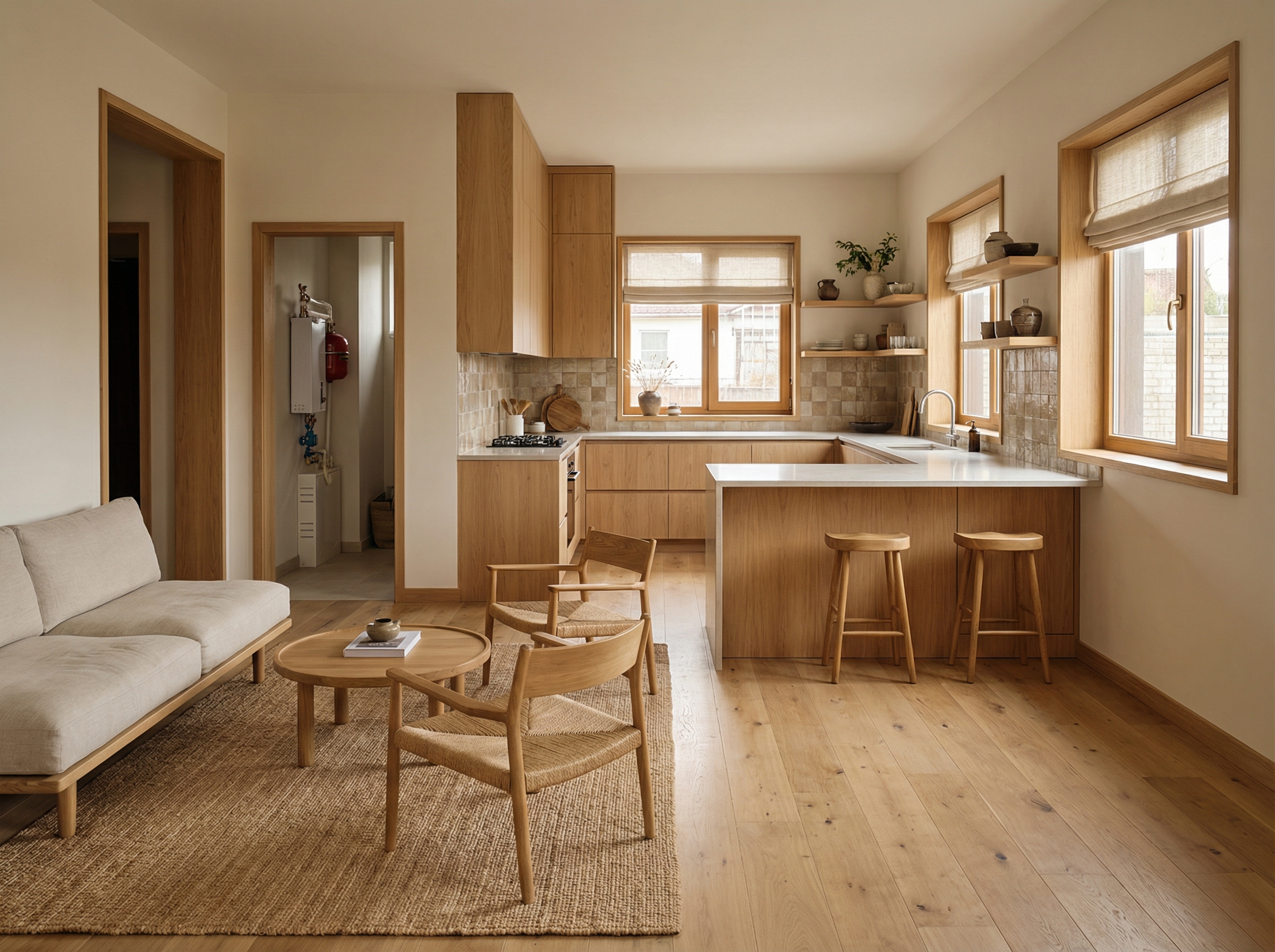 Дизайн кухни в стиле Japandi — фото интерьера от нейросети RoomGPT