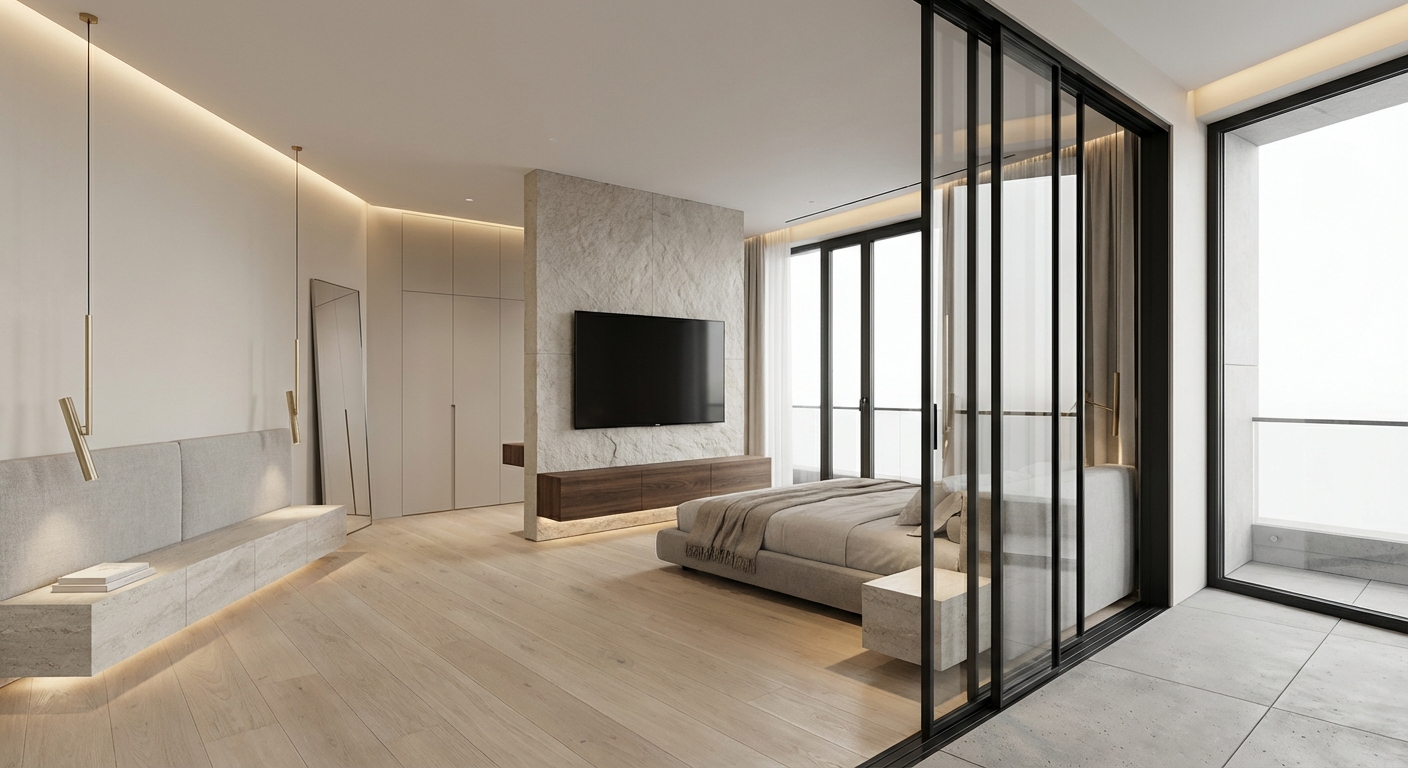 Дизайн спальни в стиле Минимализм — фото интерьера от нейросети RoomGPT