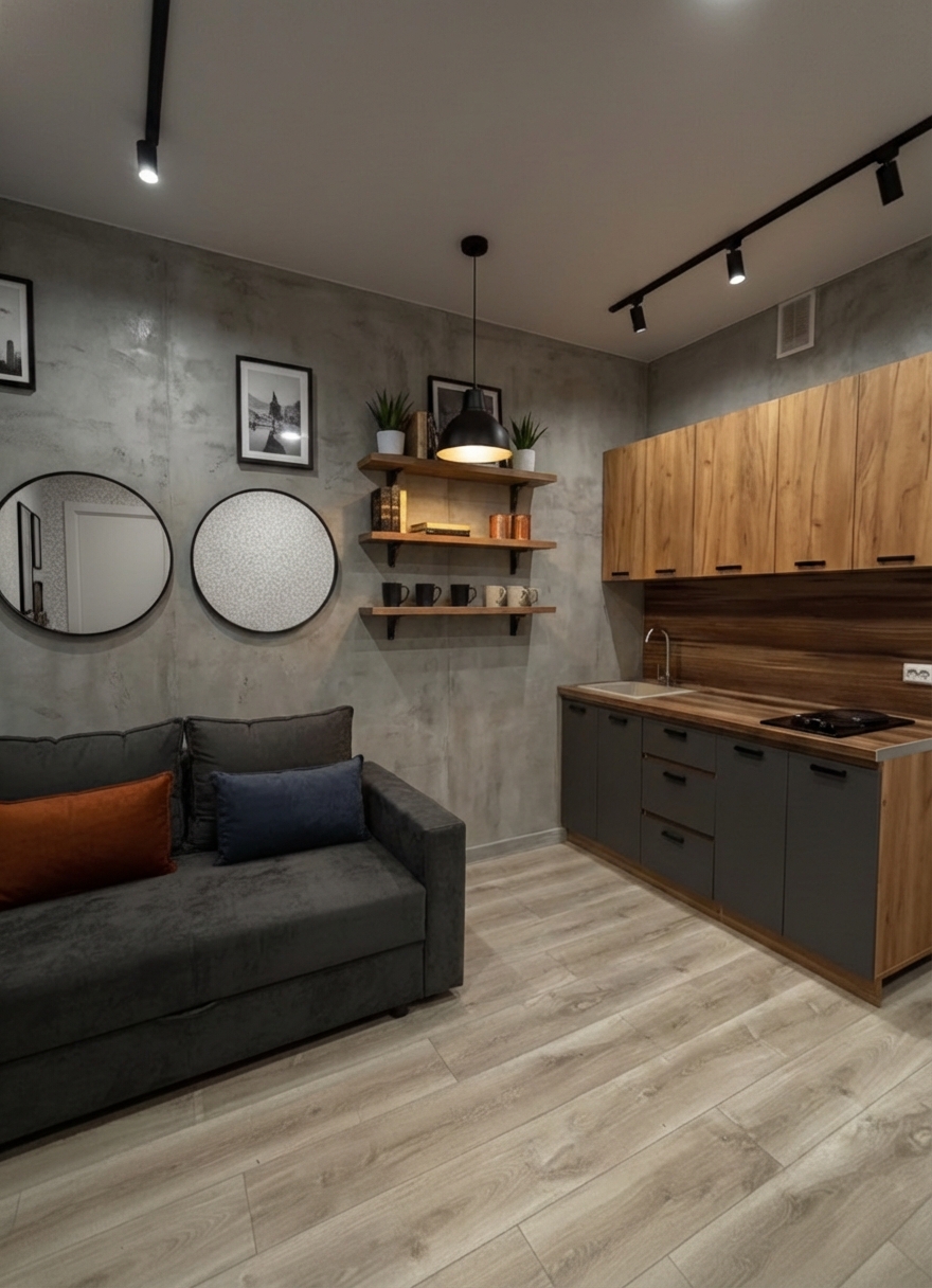 Дизайн кухни в стиле Лофт — фото интерьера от нейросети RoomGPT