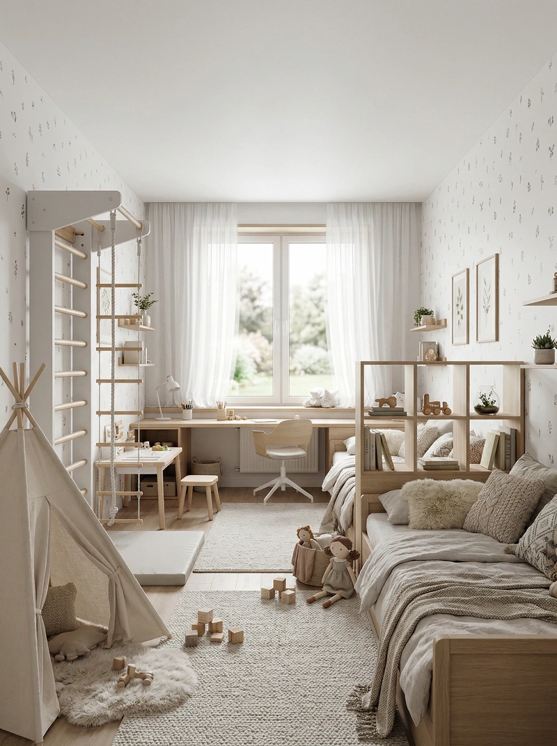 Дизайн детской в стиле Хюгге — фото интерьера от нейросети RoomGPT