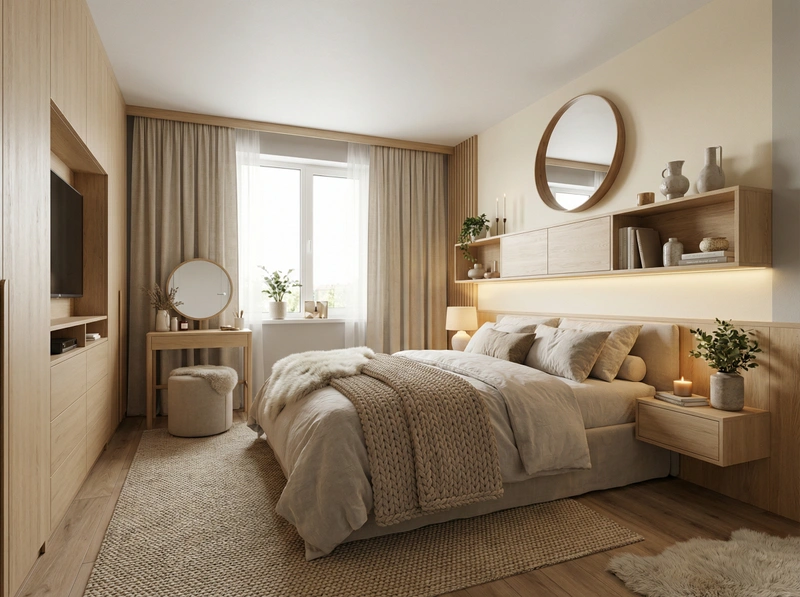 Дизайн интерьера в стиле Хюгге — Спальня от нейросети RoomGPT