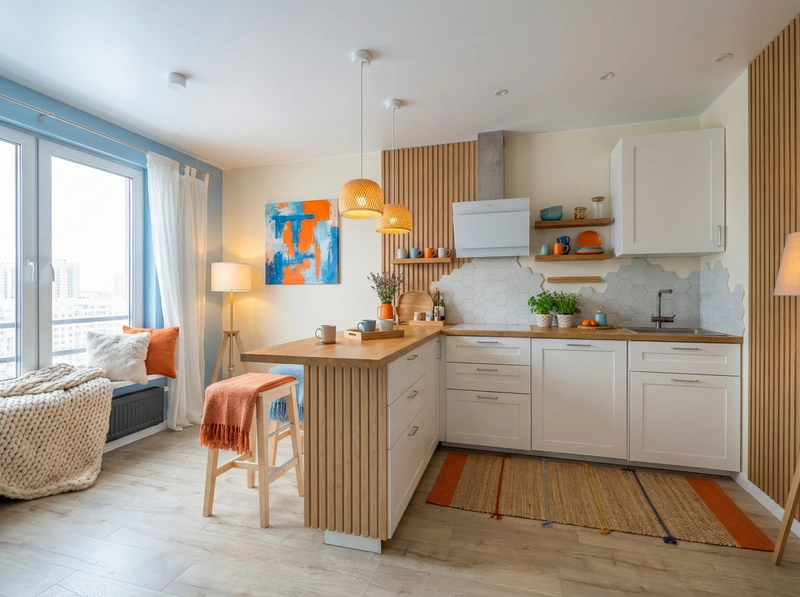 Дизайн интерьера в стиле Хюгге — Кухня от нейросети RoomGPT