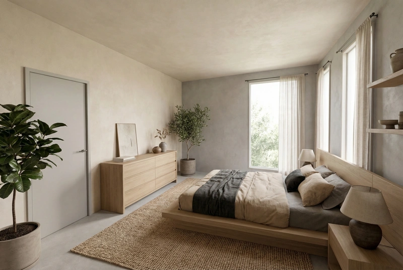 Дизайн спальни в стиле Japandi — фото интерьера от нейросети RoomGPT