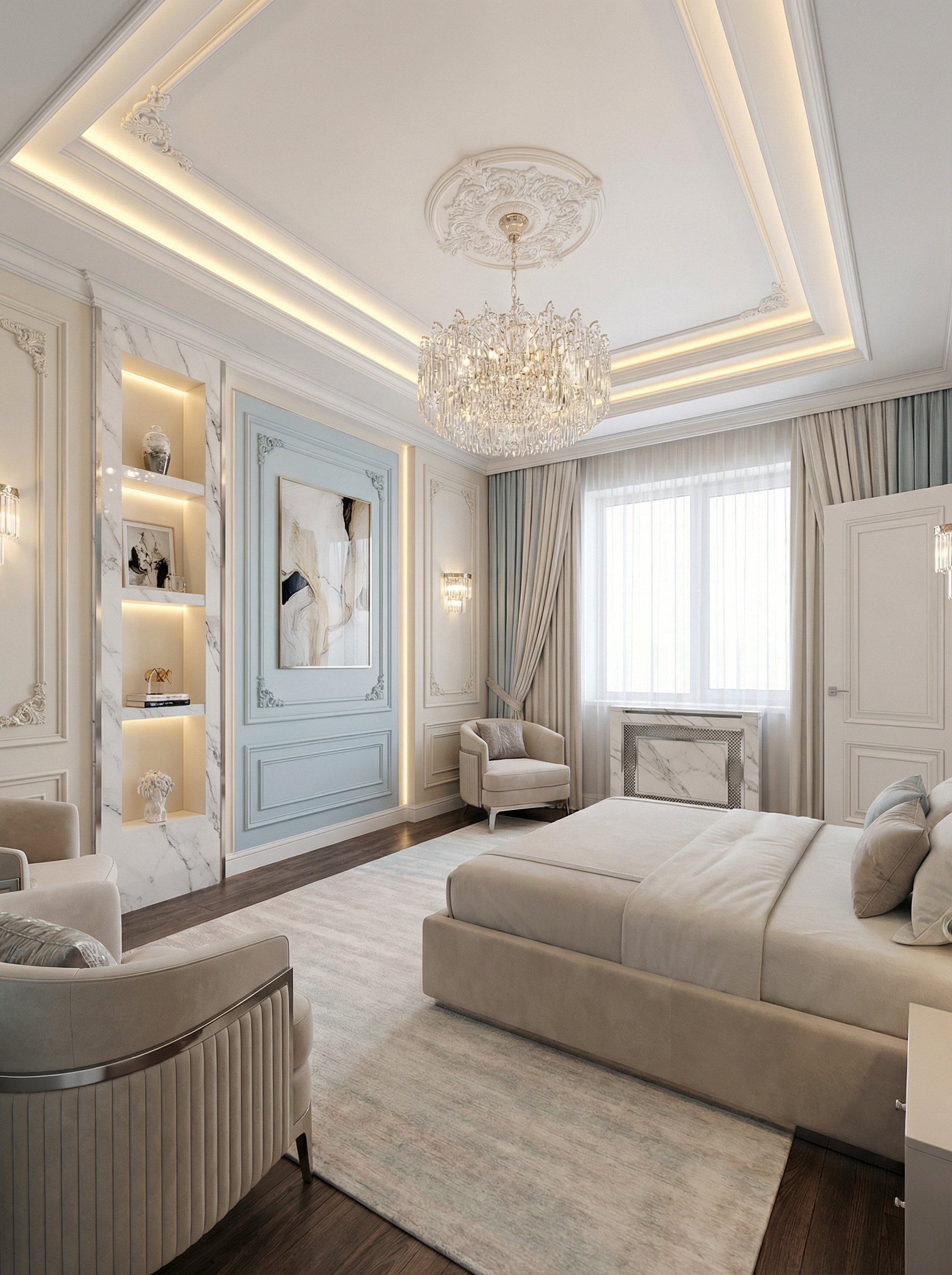 Дизайн спальни в стиле Классика — фото интерьера от нейросети RoomGPT