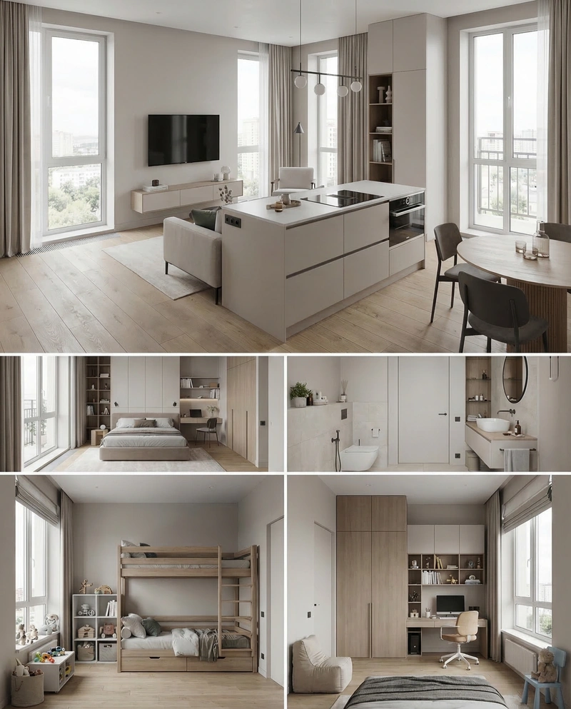 Дизайн интерьера в стиле Минимализм — Гостиная от нейросети RoomGPT