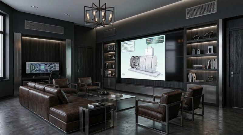 Дизайн гостиной в стиле Блэктэк — фото интерьера от нейросети RoomGPT