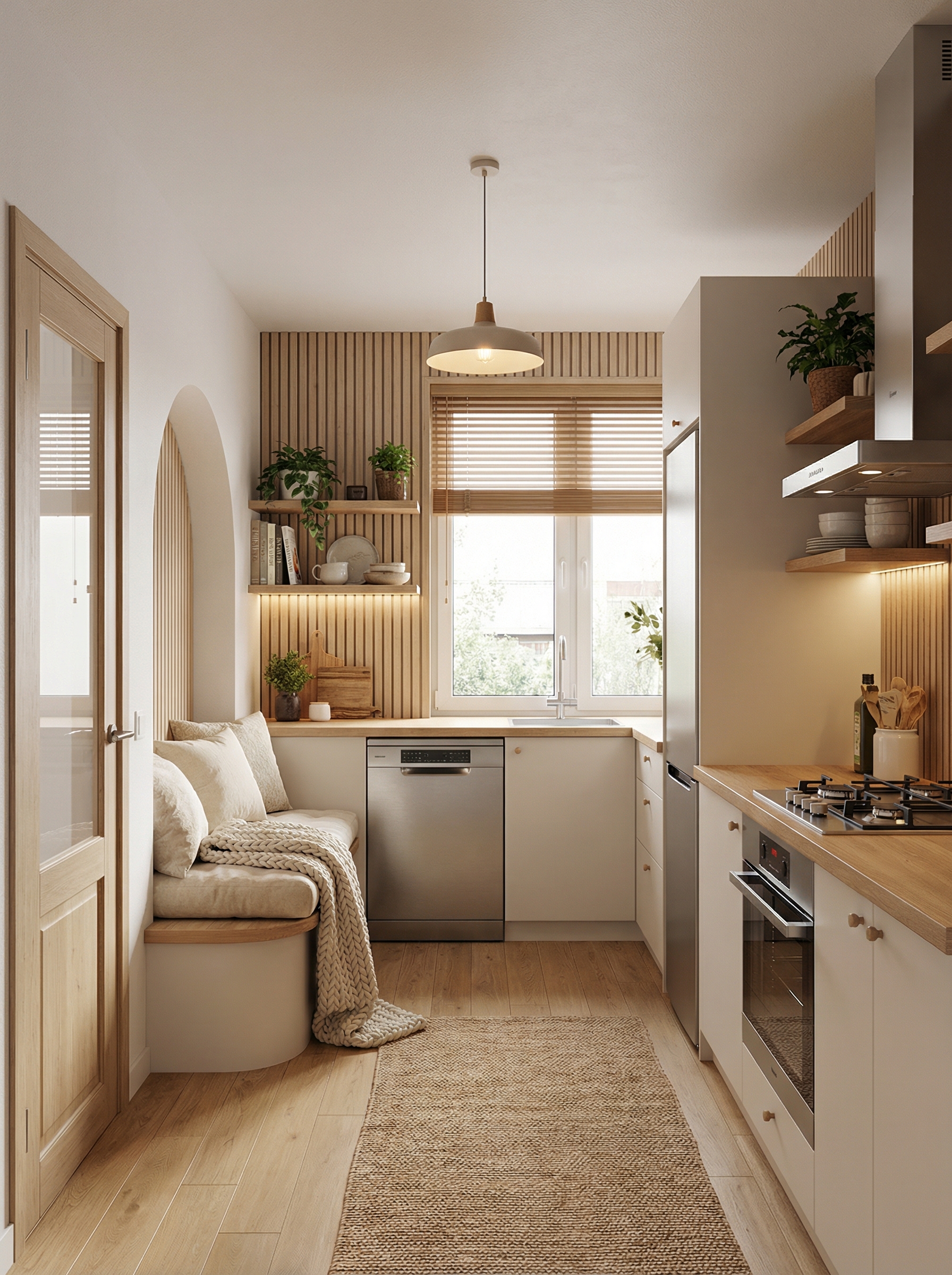 Дизайн кухни в стиле Хюгге — фото интерьера от нейросети RoomGPT