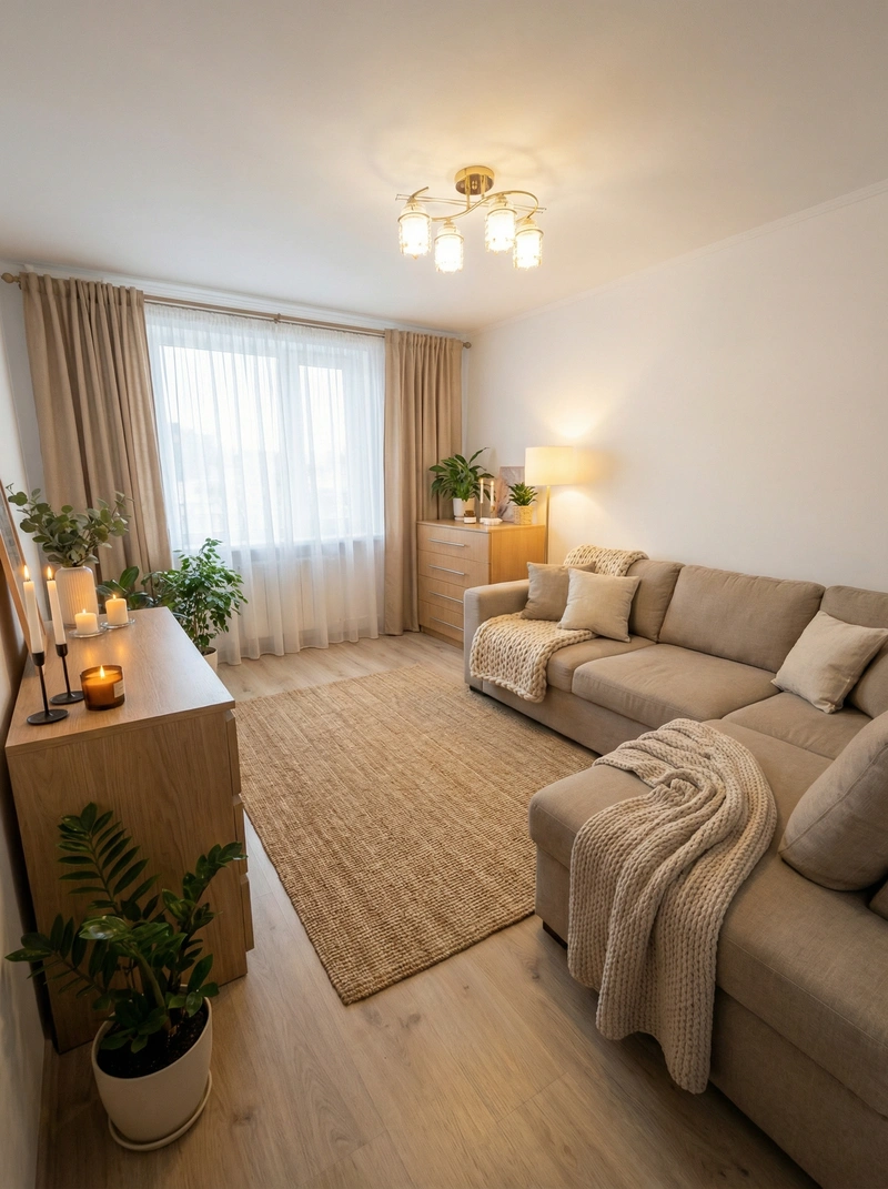 Дизайн интерьера в стиле Хюгге — Гостиная от нейросети RoomGPT