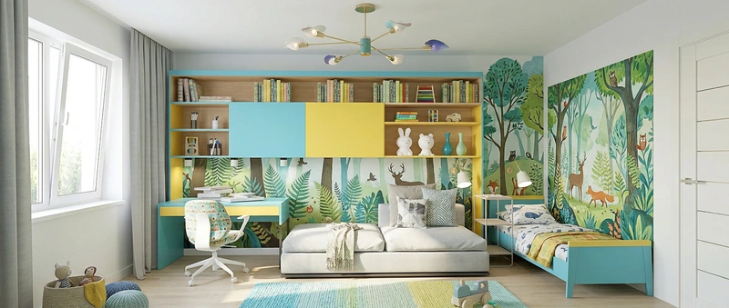 Дизайн детской в стиле Контемпорари — фото интерьера от нейросети RoomGPT