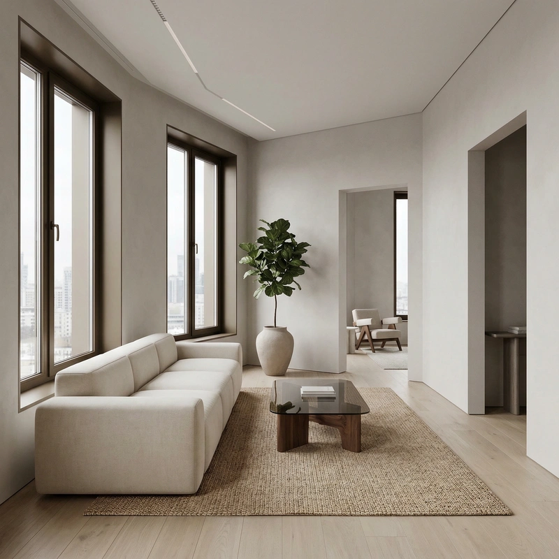 Дизайн интерьера в стиле Минимализм — Гостиная от нейросети RoomGPT
