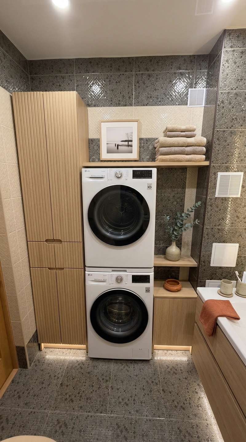 Дизайн ванной в стиле Japandi — фото интерьера от нейросети RoomGPT