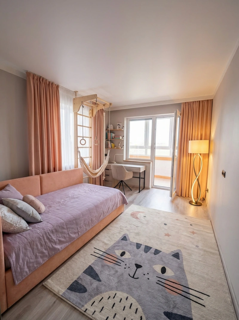 Дизайн детской в стиле Контемпорари — фото интерьера от нейросети RoomGPT