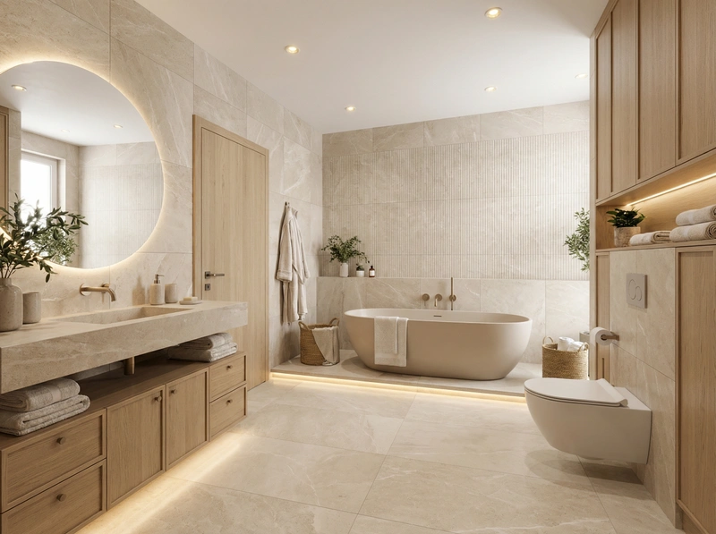 Дизайн ванной в стиле Сканди — фото интерьера от нейросети RoomGPT