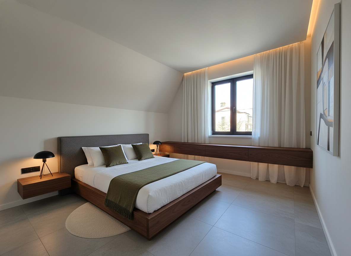 Дизайн спальни в стиле Минимализм — фото интерьера от нейросети RoomGPT