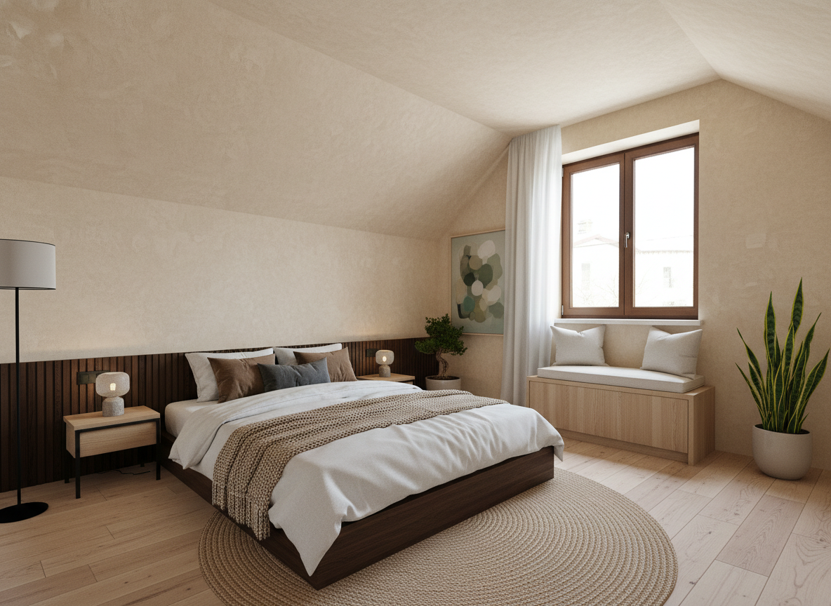 Дизайн спальни в стиле Japandi — фото интерьера от нейросети RoomGPT