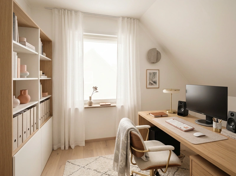 Дизайн интерьера в стиле Хюгге — Кабинет от нейросети RoomGPT