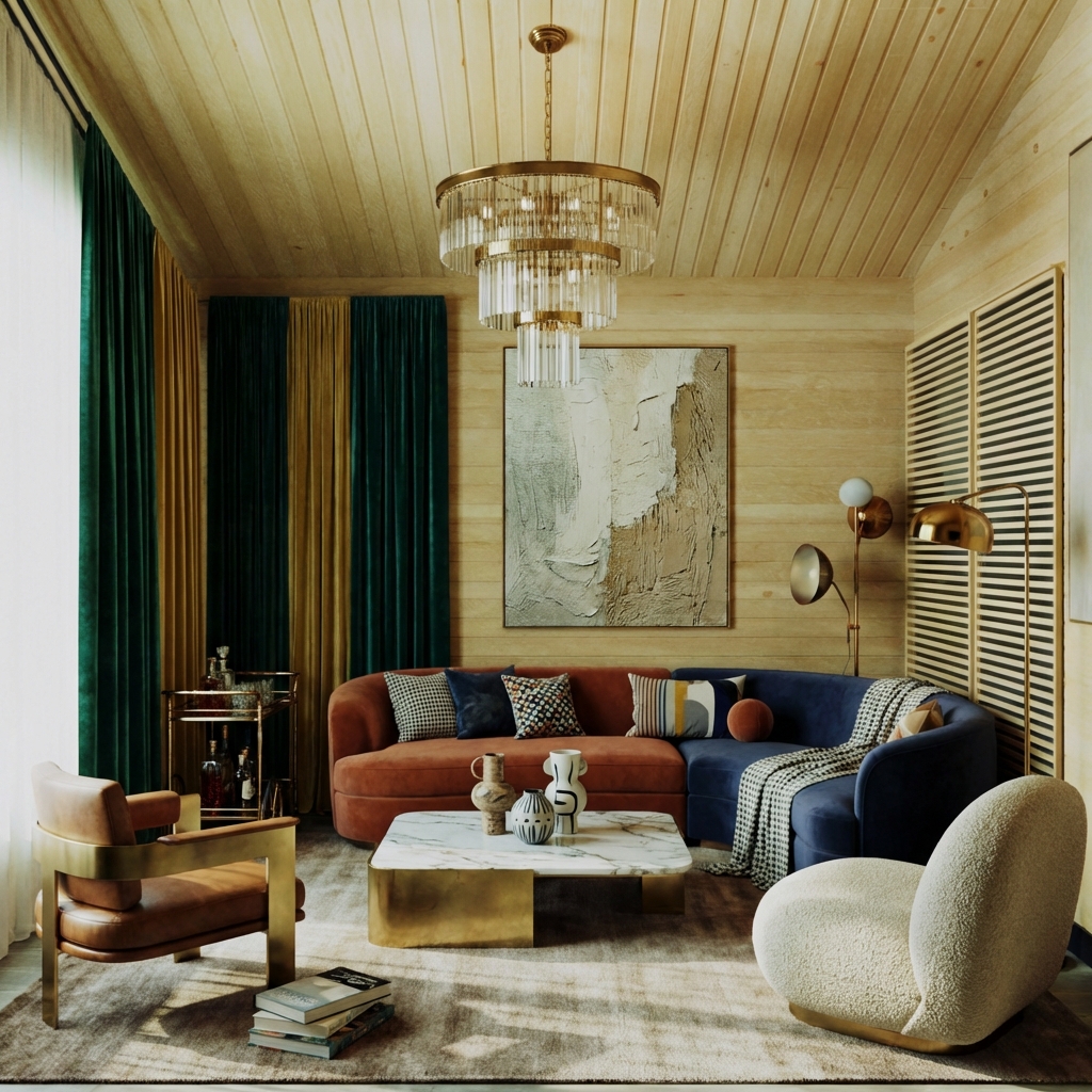 Дизайн гостиной в стиле Эклектика — фото интерьера от нейросети RoomGPT