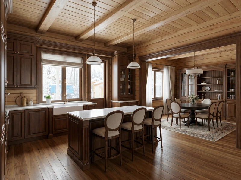 Дизайн интерьера в стиле Классика — Кухня от нейросети RoomGPT