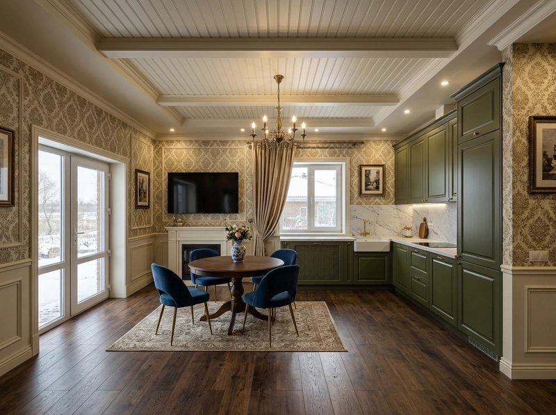 Дизайн интерьера в стиле Классика — Гостиная от нейросети RoomGPT