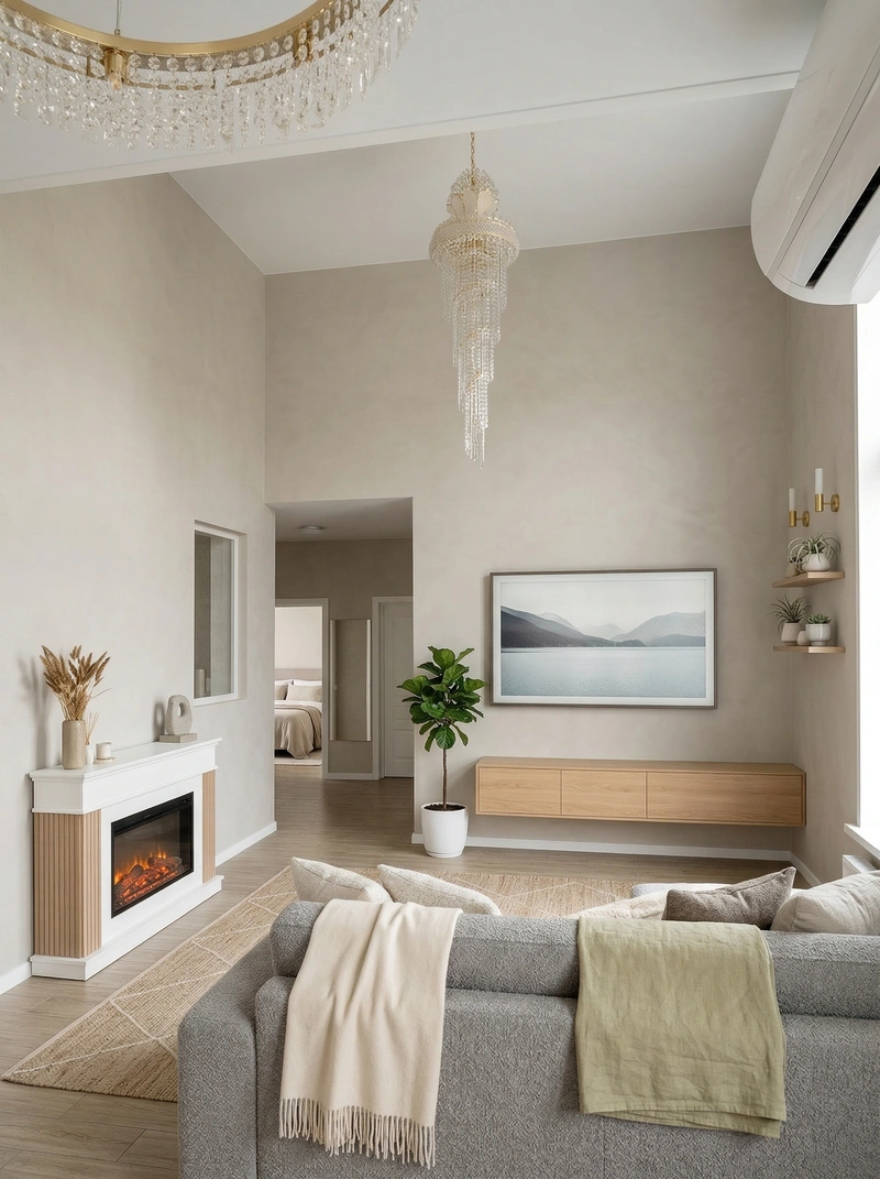 Дизайн гостиной в стиле Сканди — фото интерьера от нейросети RoomGPT