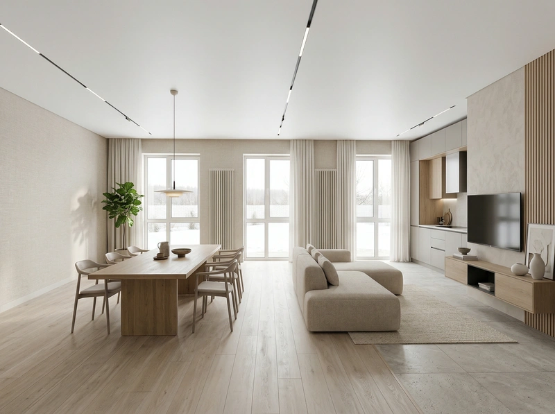 Дизайн гостиной в стиле Сканди — фото интерьера от нейросети RoomGPT