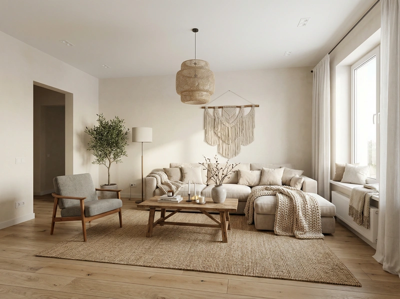 Дизайн интерьера в стиле Хюгге — Гостиная от нейросети RoomGPT