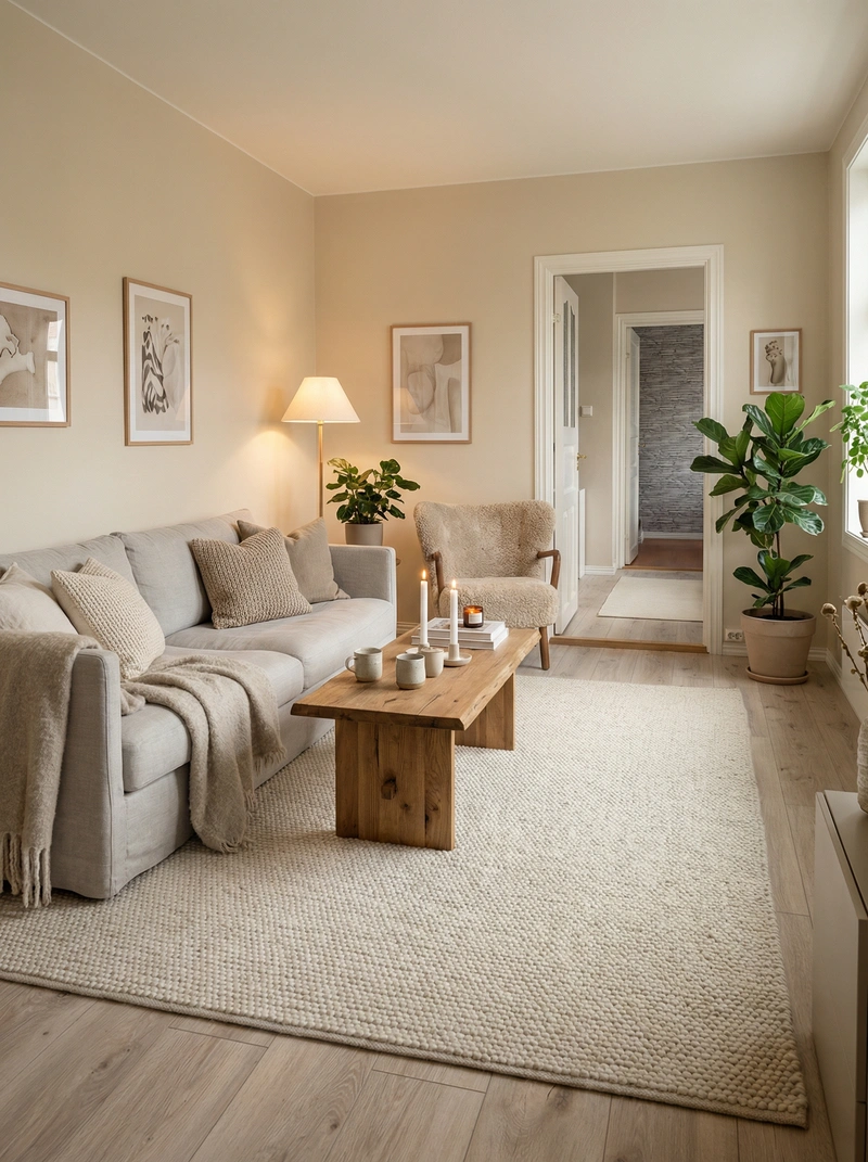 Дизайн интерьера в стиле Хюгге — Гостиная от нейросети RoomGPT