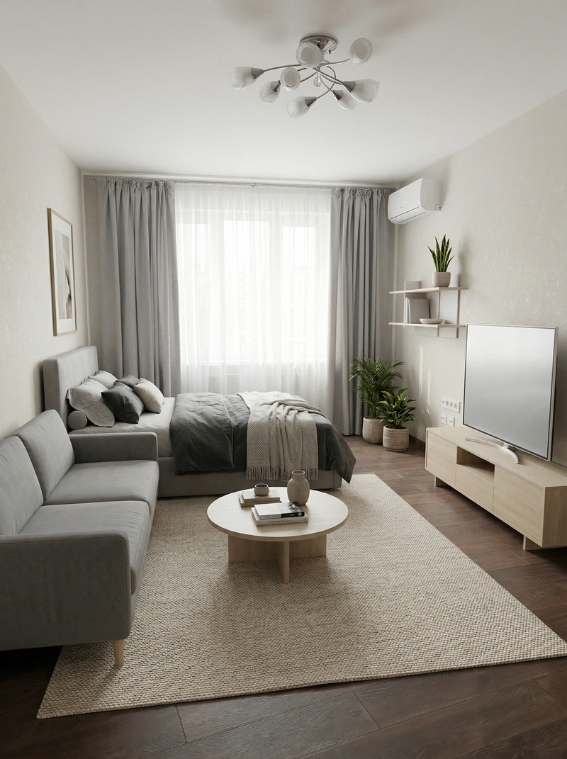 Дизайн гостиной в стиле Сканди — фото интерьера от нейросети RoomGPT