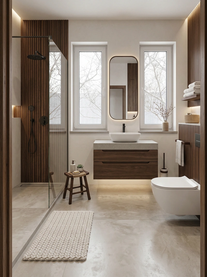 Дизайн интерьера в стиле Хюгге — Ванная от нейросети RoomGPT