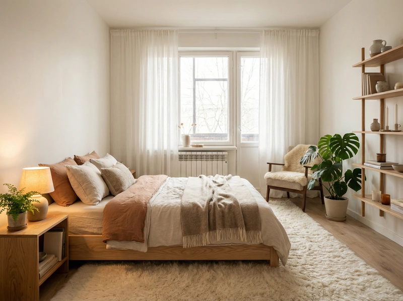 Дизайн интерьера в стиле Хюгге — Спальня от нейросети RoomGPT