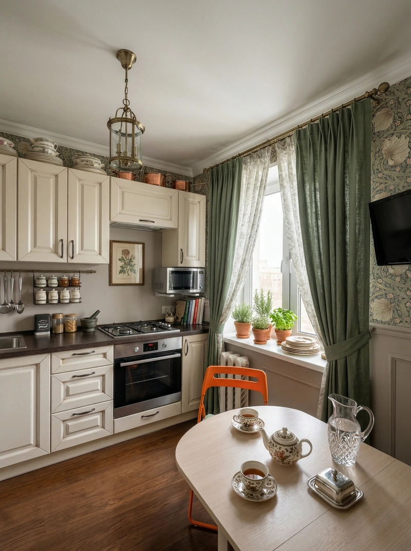 Дизайн кухни в стиле Классика — фото интерьера от нейросети RoomGPT