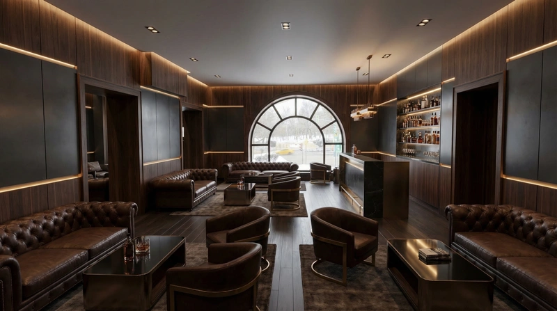 Дизайн гостиной в стиле Блэктэк — фото интерьера от нейросети RoomGPT