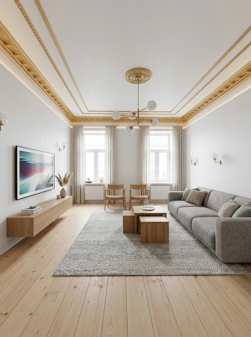 Дизайн гостиной в стиле Сканди — фото интерьера от нейросети RoomGPT