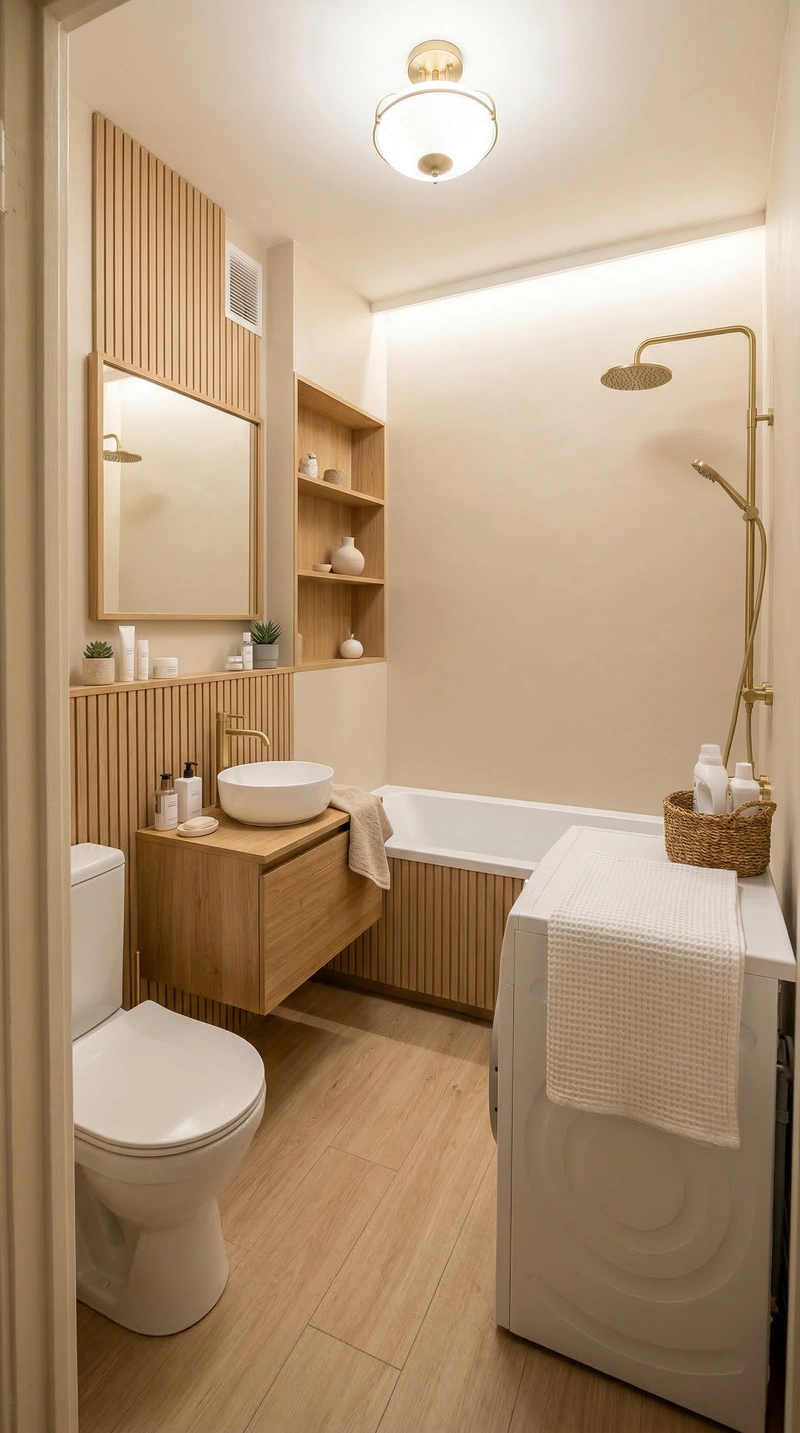 Дизайн ванной в стиле Хюгге — фото интерьера от нейросети RoomGPT