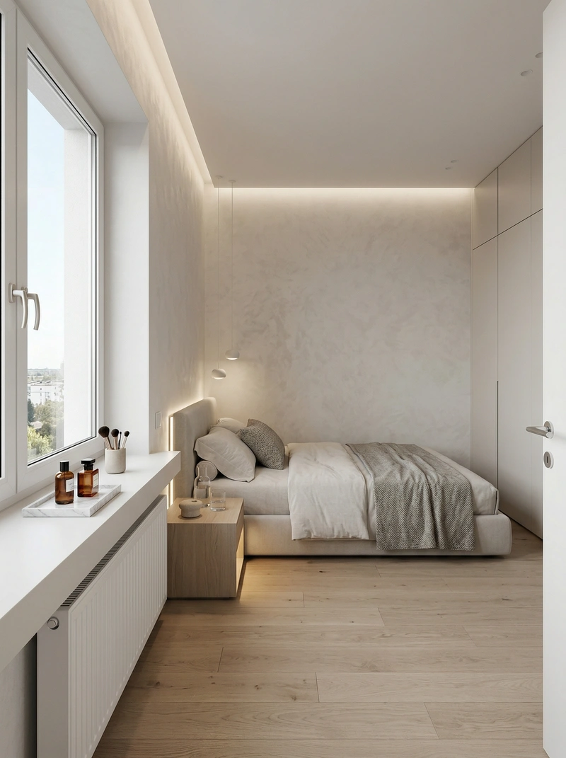 Дизайн спальни в стиле Минимализм — фото интерьера от нейросети RoomGPT