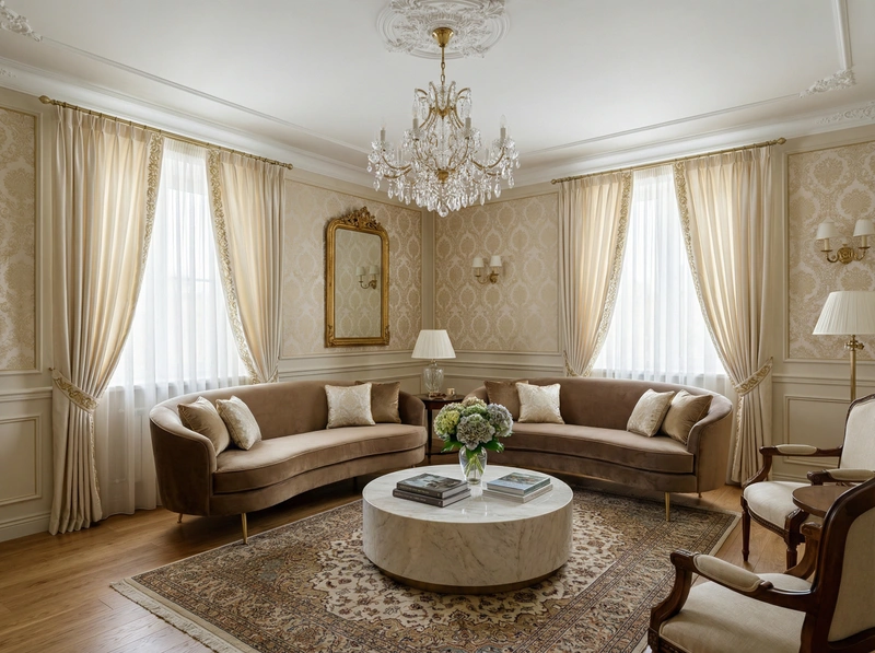 Дизайн интерьера в стиле Классика — Гостиная от нейросети RoomGPT