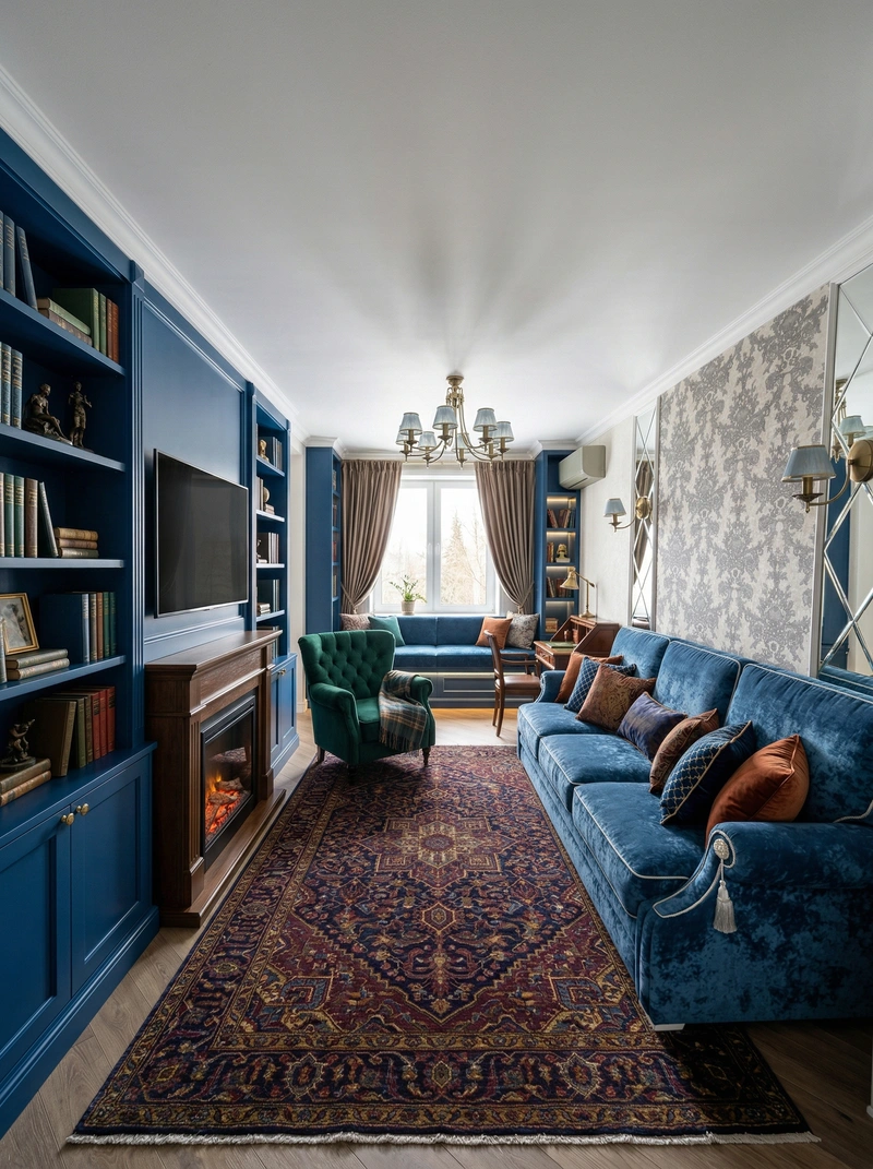Дизайн гостиной в стиле Британский — фото интерьера от нейросети RoomGPT